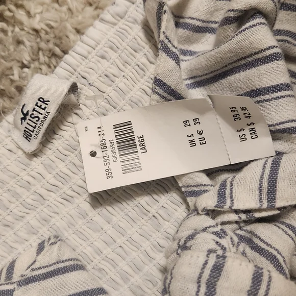 NWT Hollister striped dress white and blue size large - Picture 6 of 10